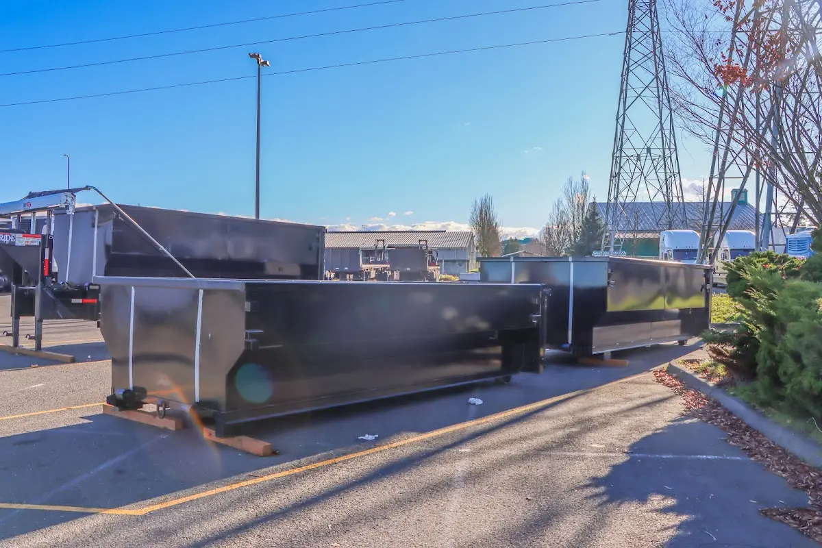 Roll-off dumpster ready for waste disposal at job site for Roll Off Dumpster Rental in Williamsburg
